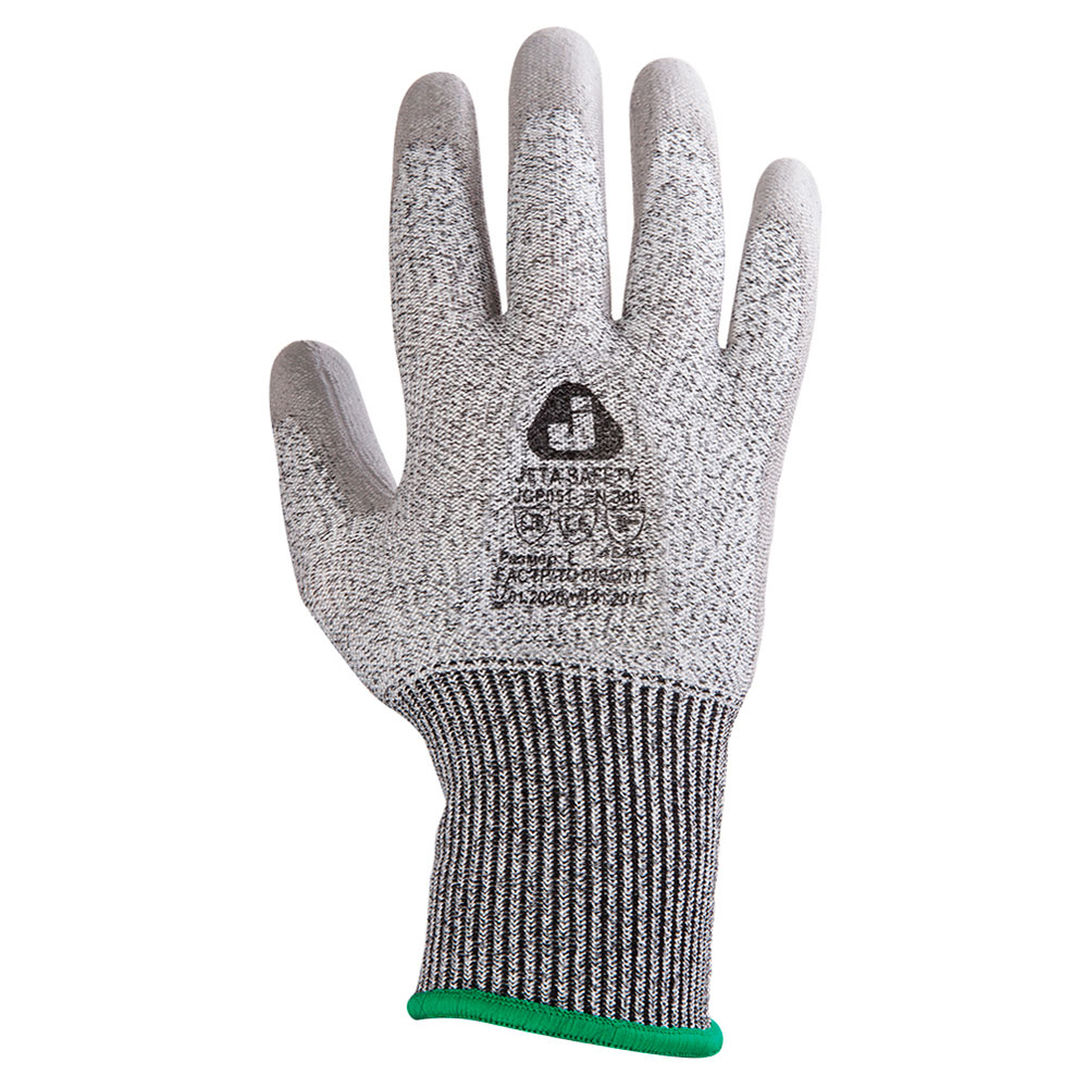 Антипорезные перчатки с полиуретановым покрытием JETA SAFETY 5 класс JCP051,